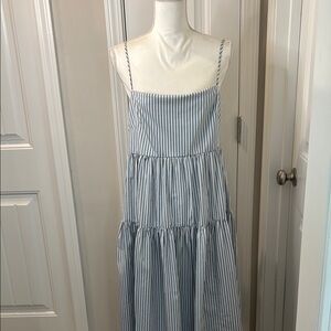 J. Crew White and Blue Tiered Maxi Sundress Size 16T